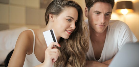 credit cards laptop couple