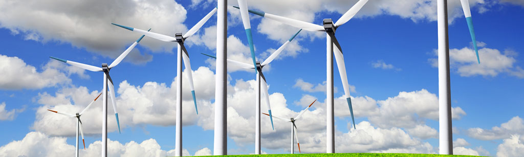 Wind farm on a bright day