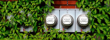 Gas and electricity meter in a garden