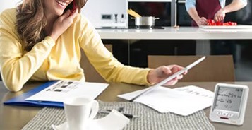 woman switching docs